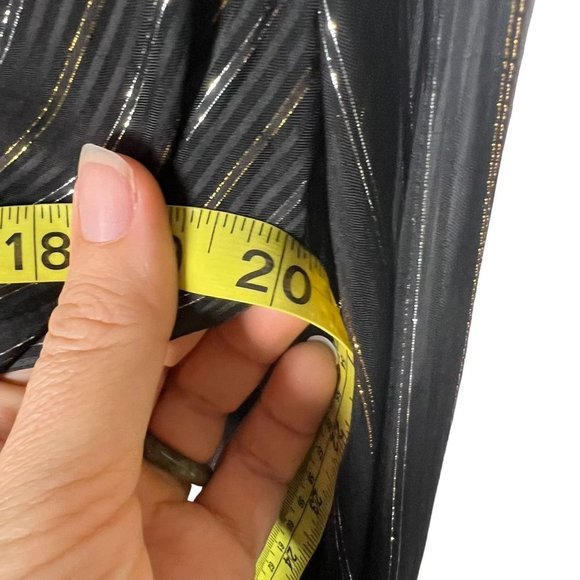 Sage The Label Black Gold Silver Metallic Stripe Long Sleeve Above Knee Dress Me - Picture 8 of 9